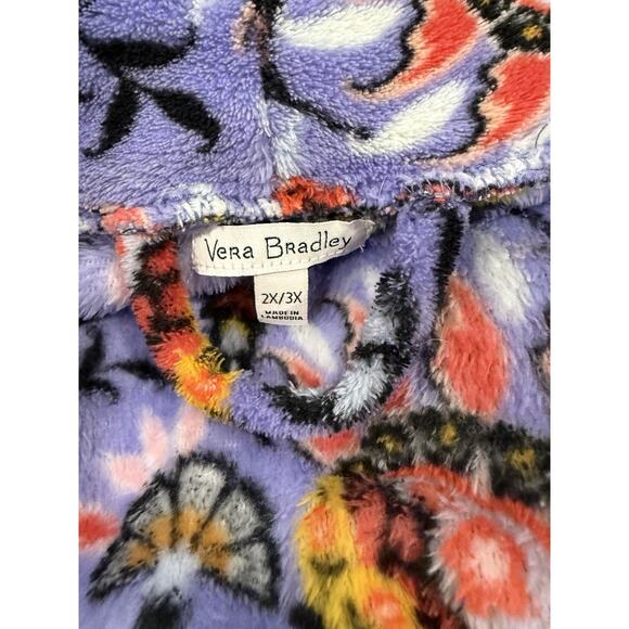 Vera Bradley Womens Purple Plush Floral Luxurious Bathrobe Mural Garden Sz 2X-3X - Picture 7 of 9